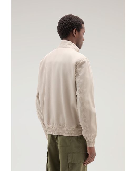 Woolrich Natural Bomber Jacket In Cotton-linen Blend for men