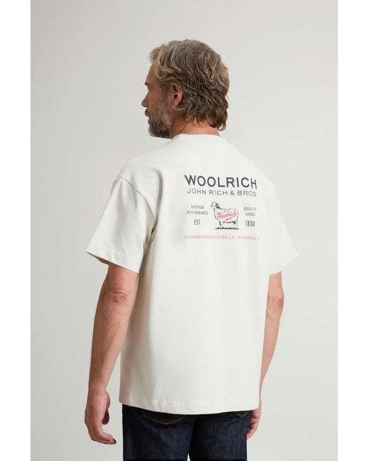 Camiseta De Cuello Redondo De Puro Algodón Con Estampado Para Hombre Talla Woolrich de hombre de color White