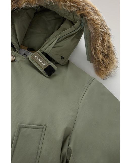 Woolrich Arctic Parka In Ramar Cloth With Detachable Fur Trim Green for men