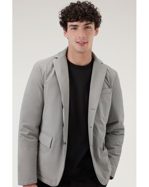 Woolrich Down Blazer In Stretch Nylon in Grey for Men | Lyst UK