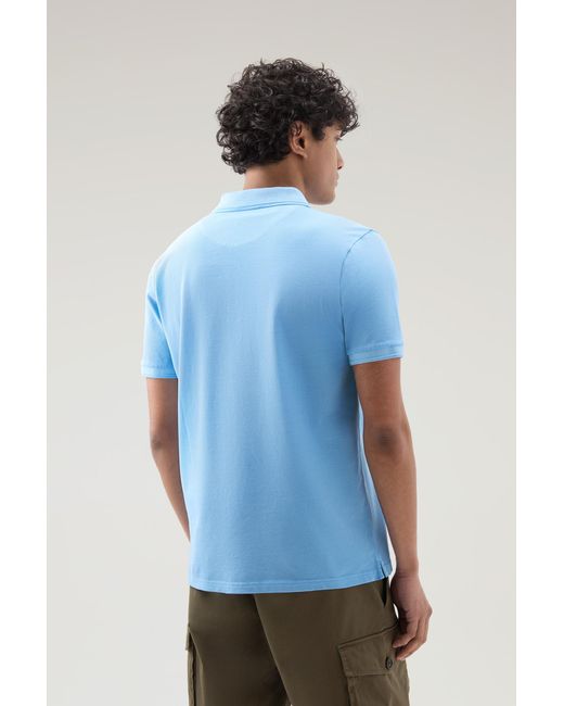 Woolrich Blue Garment-dyed Mackinack Polo In Stretch Cotton Piquet for men