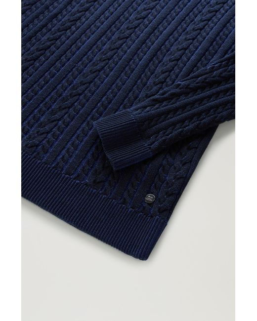 Woolrich Blue Vanisè Crewneck Sweater In Pure Cotton for men