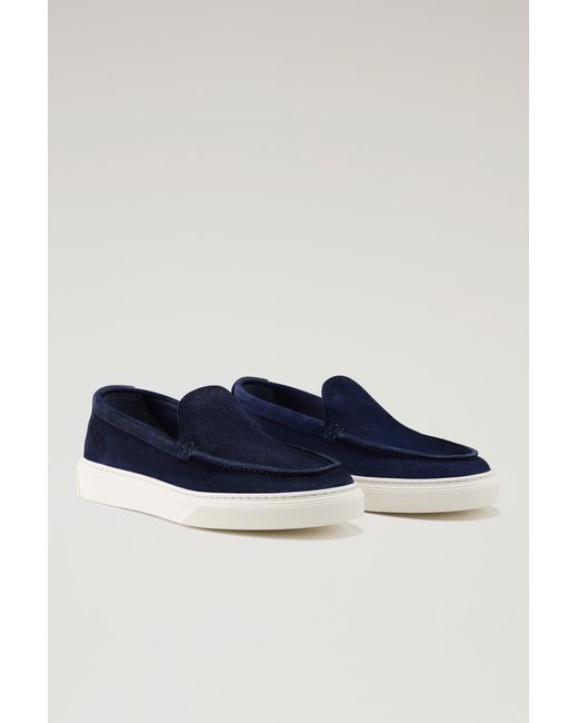 Woolrich Blue Suede Leather Loafers for men
