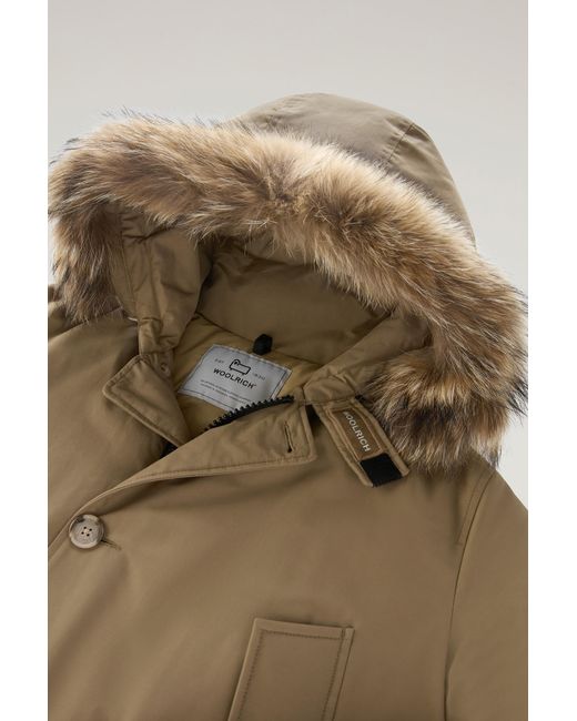 Woolrich Natural Arctic Parka In Ramar Cloth With Detachable Fur Trim Beige for men
