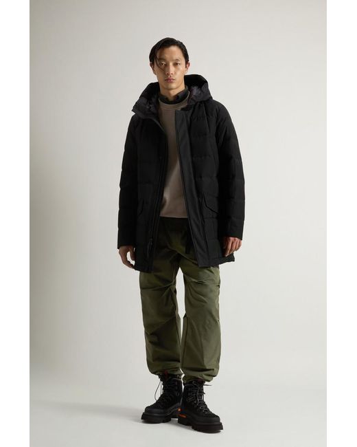 Woolrich Herren Blizzard Parka Aus Ramar Cloth Mit Quadratischer Steppung Schwarz Größe in Blue für Herren