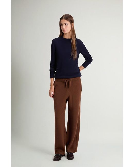 Pantalones De Lana Virgen Y Cachemira Para Mujer Talla Woolrich de color Blue