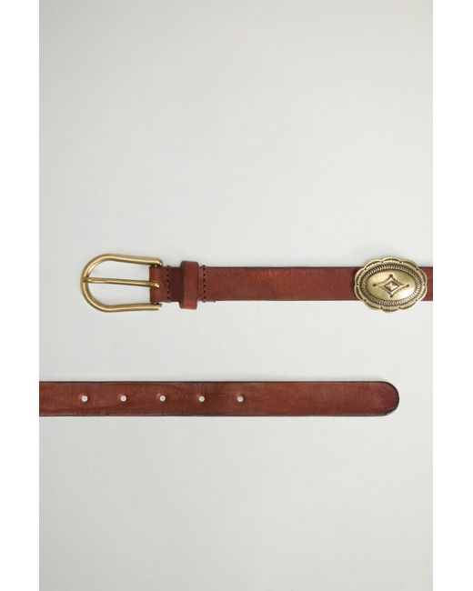 Cinturón De Piel Con Hebilla Para Mujer Talla Woolrich de color Gray
