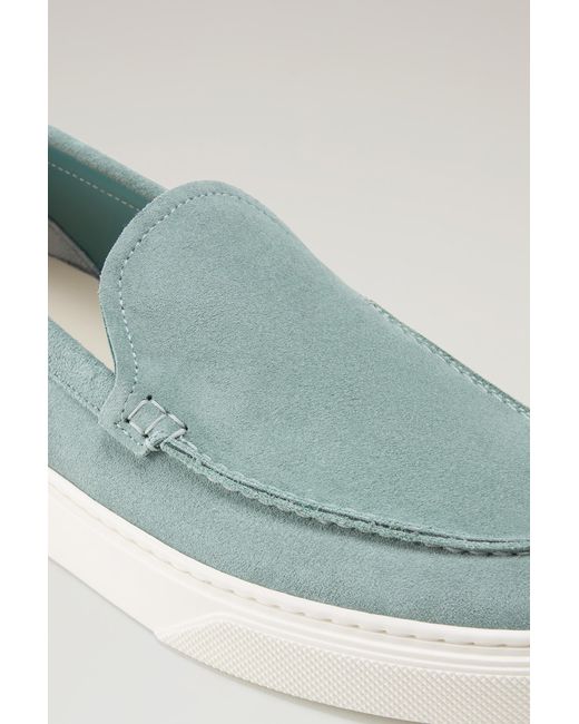 Woolrich Green Suede Leather Loafers for men