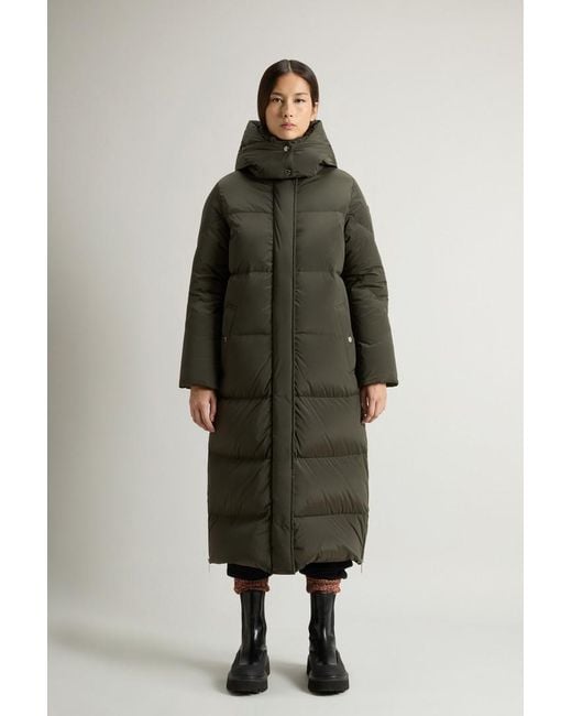Woolrich Lange Aurora Parka Van Stretchnylon Groen in het Green
