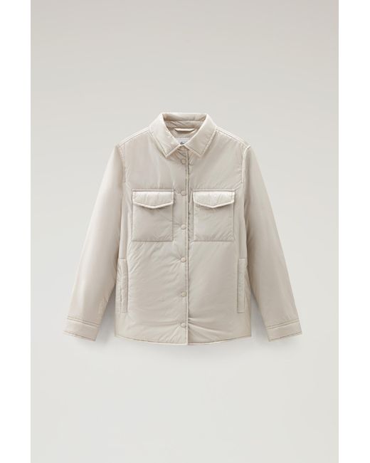 Woolrich Natural Padded Overshirt In Recycled Pertex Quantum