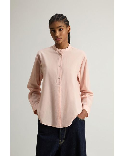 Donna Camicia Con Colletto Alla Coreana di Woolrich in Natural