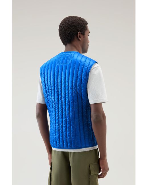 Woolrich Quilted Vest In Recycled Pertex Quantum Blue for men