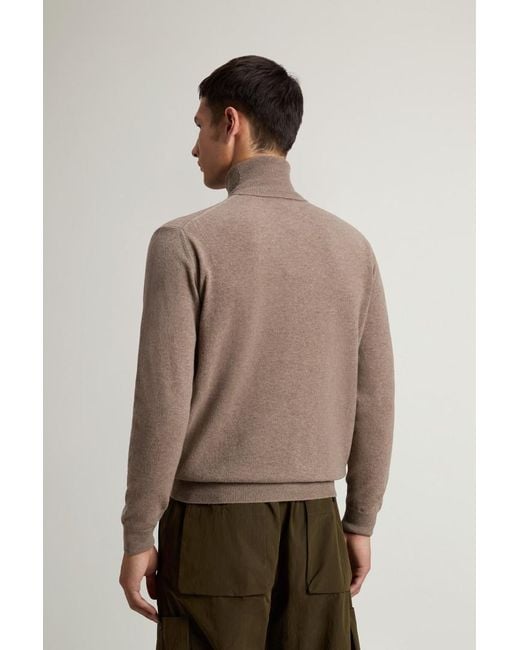 Woolrich Herren Rollkragenpullover Aus Reiner Wolle Braun Größe in Natural für Herren