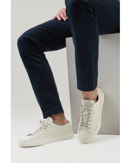 Woolrich White Cloud Court Sneakers In Tumbled Leather for men
