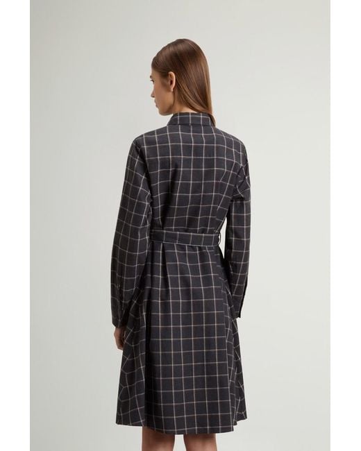 Vestido Camisero A Cuadros De Franela De Puro Algodón Para Mujer Talla Woolrich de color Gray