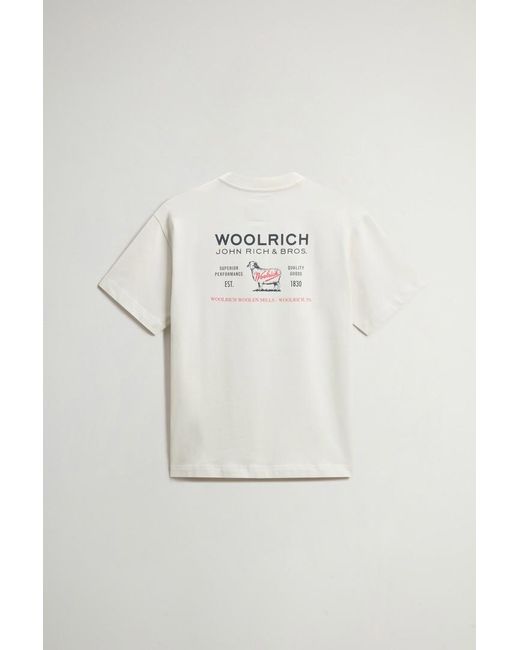 Camiseta De Cuello Redondo De Puro Algodón Con Estampado Para Hombre Talla Woolrich de hombre de color White