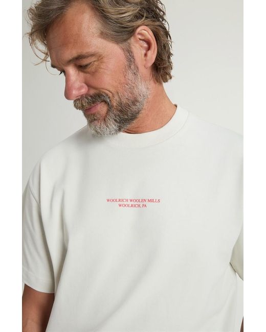 Camiseta De Cuello Redondo De Puro Algodón Con Estampado Para Hombre Talla Woolrich de hombre de color White