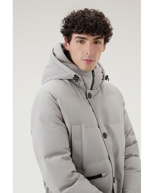 Woolrich Gray Parka With Detachable Wool Visor for men