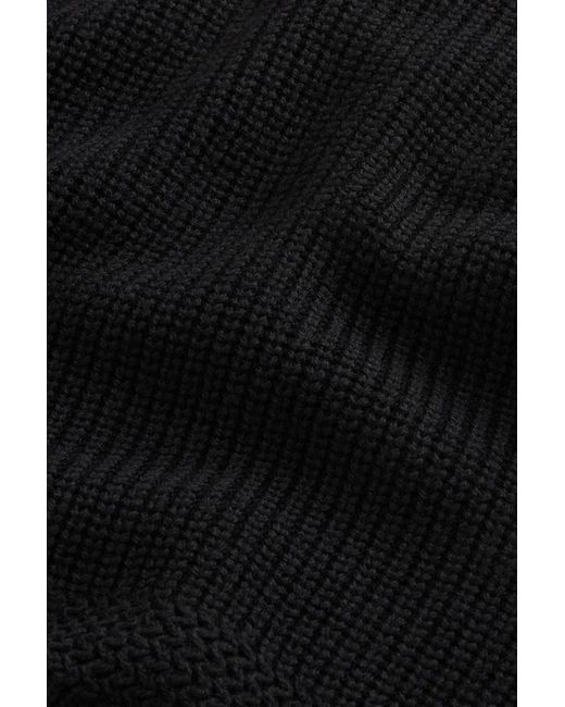 Jersey De Cuello Redondo Acanalado De Pura Lana Virgen Merina Para Mujer Talla Woolrich de color Black