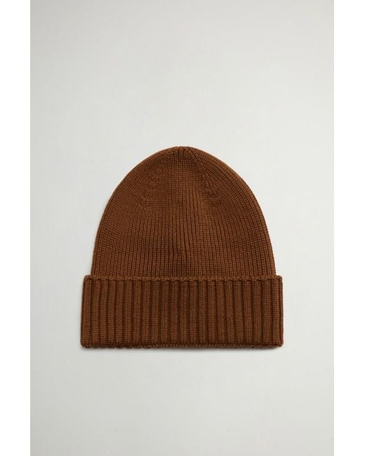 Gorro De Pura Lana Virgen Merina Acanalada Para Hombre Talla Woolrich de hombre de color Brown