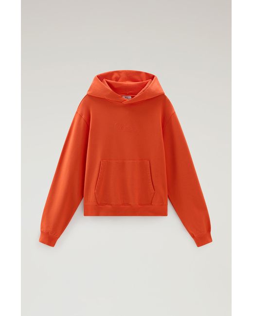 Woolrich Sweatshirt In Pure Cotton With Hood And Embroidered Logo