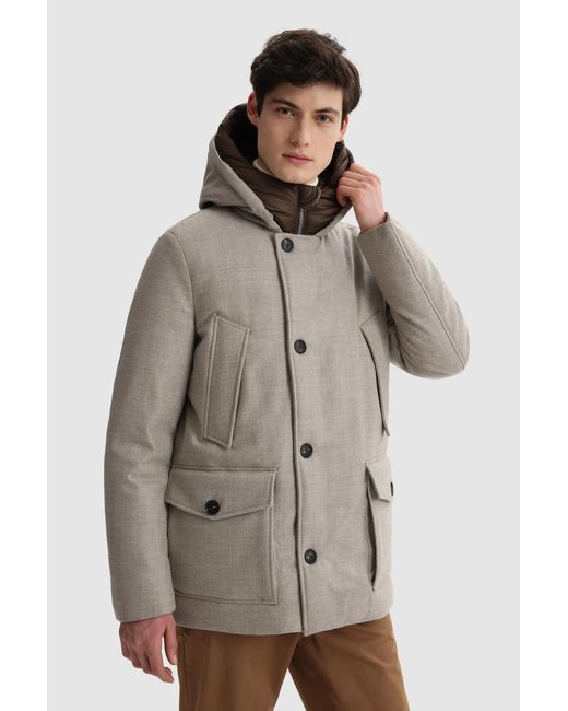 Luxury Arctic Parka In Italian Eco-Wool Crafted With A Loro Piana Fabric  Men Grey | thepadoctor.com
