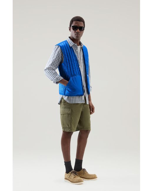 Woolrich Quilted Vest In Recycled Pertex Quantum Blue for men