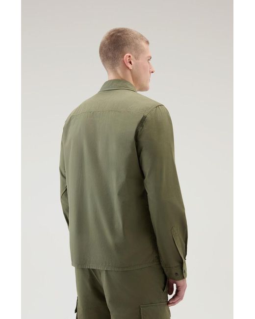 Woolrich Green Garment-Dyed Overshirt for men