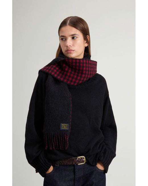 Bufanda De Doble Cara En Mezcla De Lana Virgen, Alpaca Y Mohair Para Mujer Talla One Woolrich de color Black