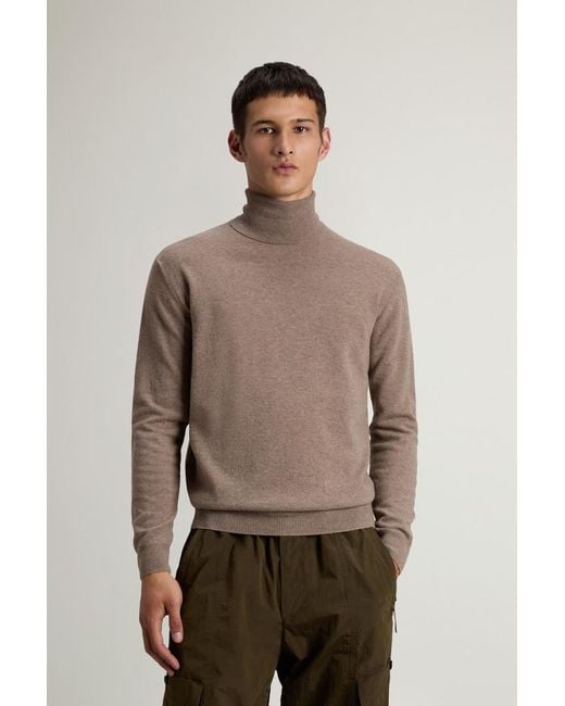 Woolrich Herren Rollkragenpullover Aus Reiner Wolle Braun Größe in Natural für Herren