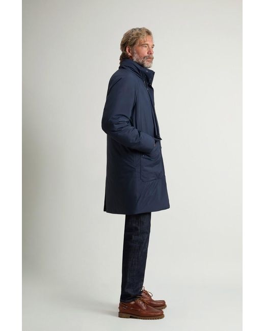 Abrigo De Light Micro Ripstop Con Capucha Extraíble Para Hombre Talla Woolrich de hombre de color Blue