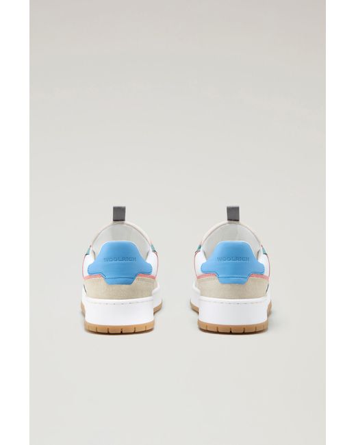 Woolrich Blue Classic Multicolor Basketball Sneakers In Suede