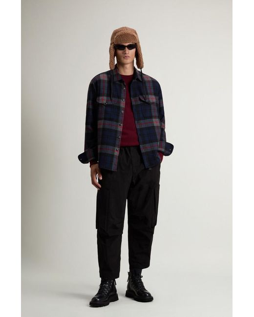 Woolrich Oxbow Plaid Flanel Overshirt in het Blue voor heren