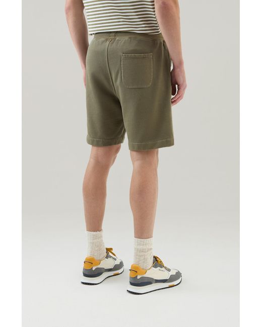Woolrich Multicolor Garment-dyed Sport Shorts In Pure Cotton Fleece Green for men