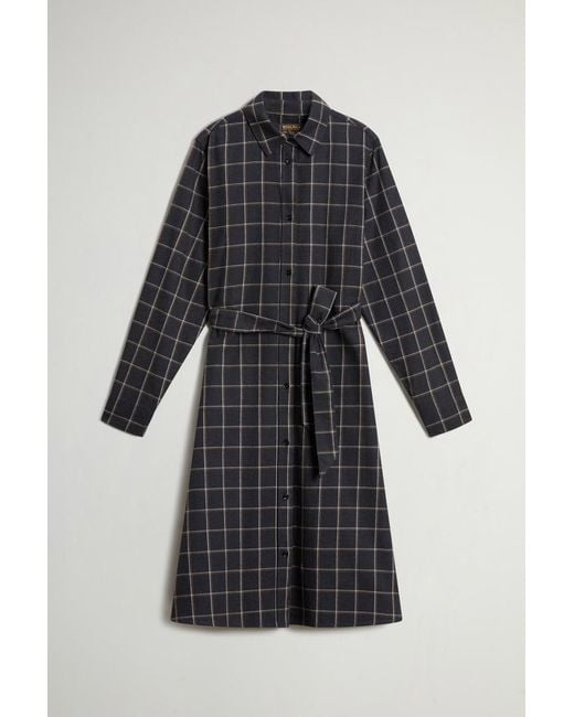 Vestido Camisero A Cuadros De Franela De Puro Algodón Para Mujer Talla Woolrich de color Gray