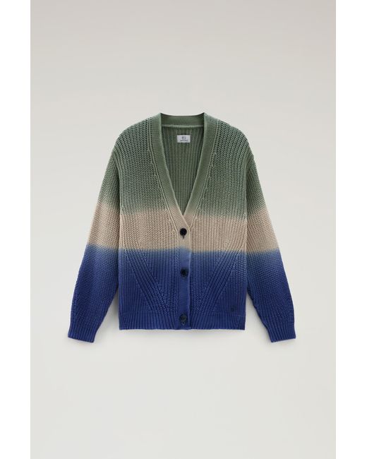 Woolrich Blue Garment-dyed Cardigan In Pure Cotton