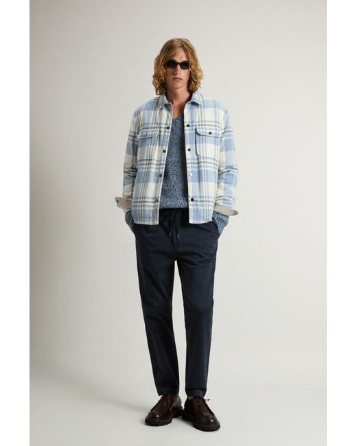 Uomo Giacca A Camicia Alaskan Check di Woolrich in Blue da Uomo