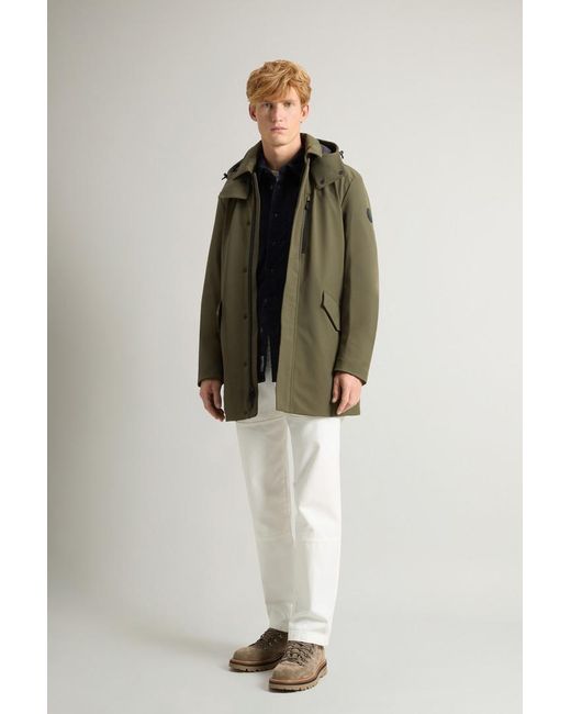 Woolrich Herren Barrow Mac Mantel Aus Tech Softshell Grün Größe in Green für Herren