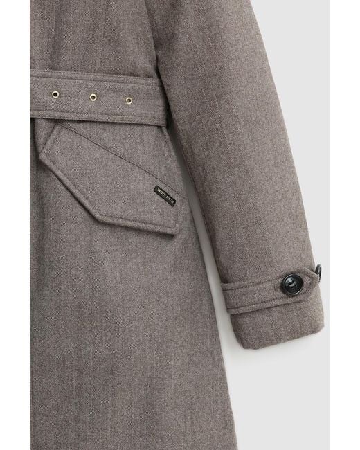 Woolrich Trench Coat In Italian Virgin Wool With Belt Crafted With A Loro  Piana Fabric in Brown - Lyst