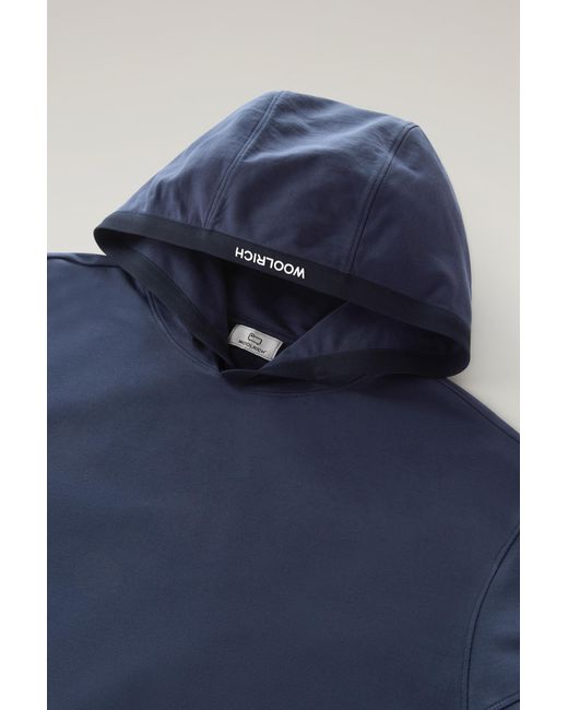 Woolrich Hooded Pure Cotton Sweatshirt With Pocket Blue for men