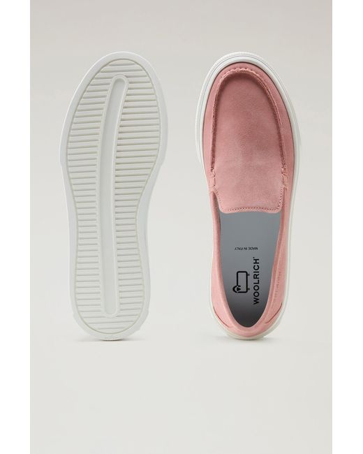 Woolrich Pink Suede Slip-on Loafers