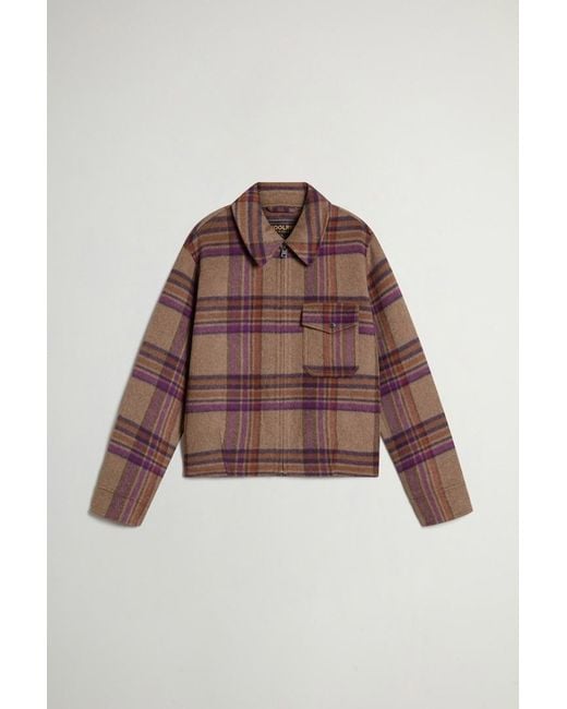 Chaqueta De Mezcla De Lana Doble Para Mujer Talla Woolrich de color Brown