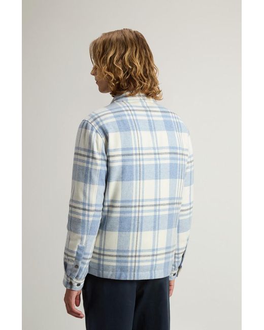Uomo Giacca A Camicia Alaskan Check di Woolrich in Blue da Uomo