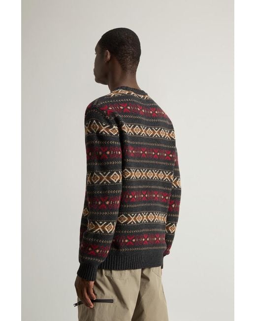 Woolrich Black Fair Isle Sweater for men