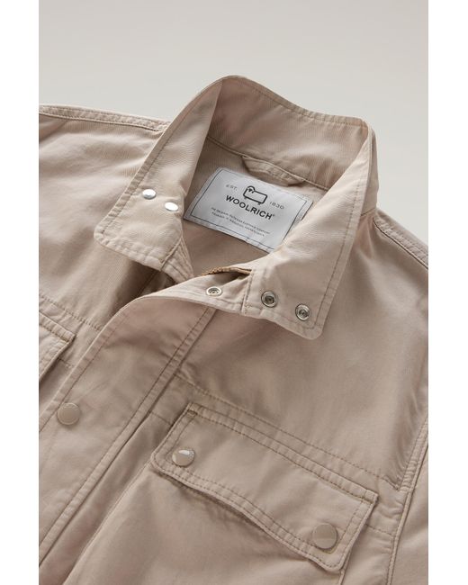 Woolrich Natural Field Jacket In Cotton-linen Blend Beige for men