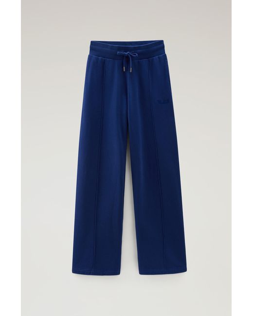 Woolrich Blue Sweatpants In Pure Cotton