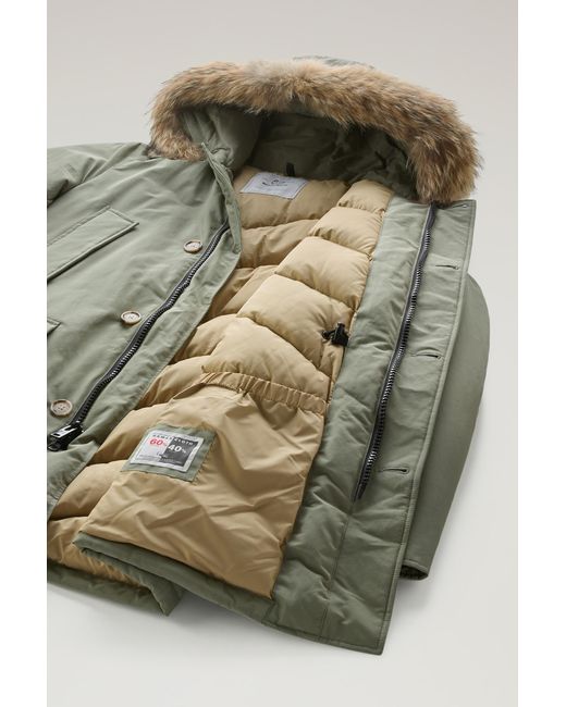 Woolrich Arctic Parka In Ramar Cloth With Detachable Fur Trim Green for men