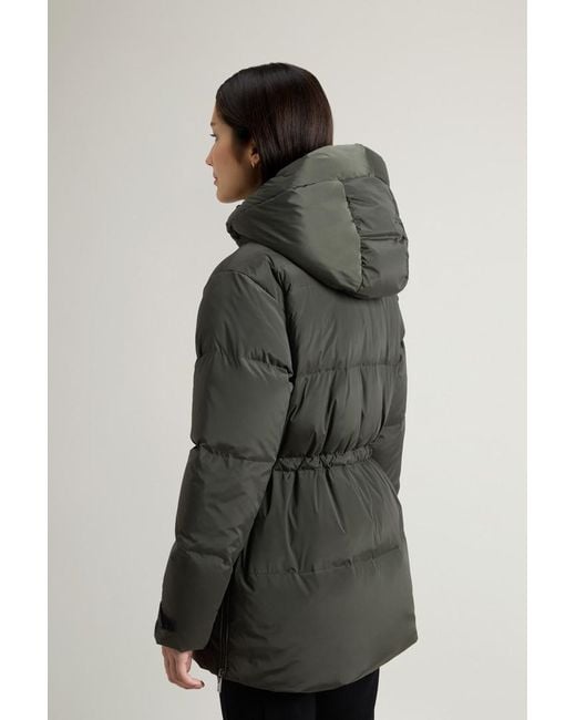 Woolrich Green Stretch Nylon Quilted Down Jacket