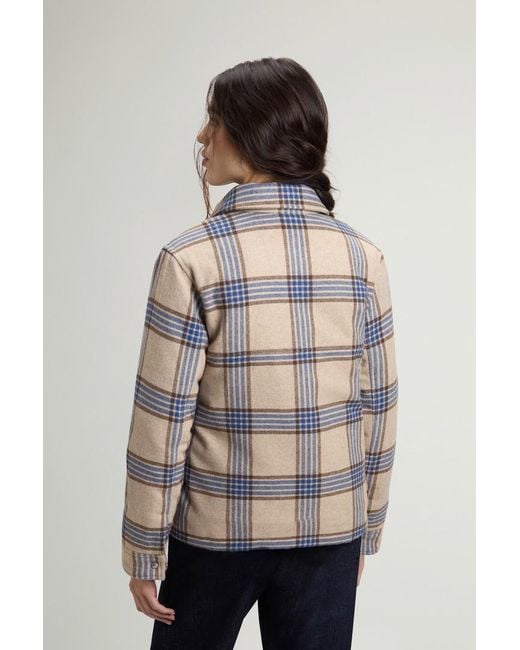 Chaqueta Camisera Alaskan A Cuadros De Mezcla De Lana Acolchada Para Mujer Talla Woolrich de color Red