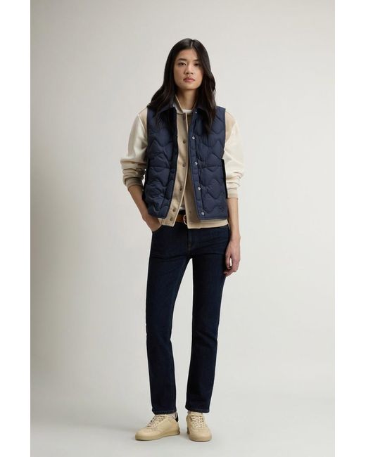 Chaleco Heritage Acolchado De Microfibra Para Mujer Talla Woolrich de color Blue